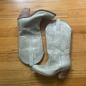 Off white grey cowboy boots